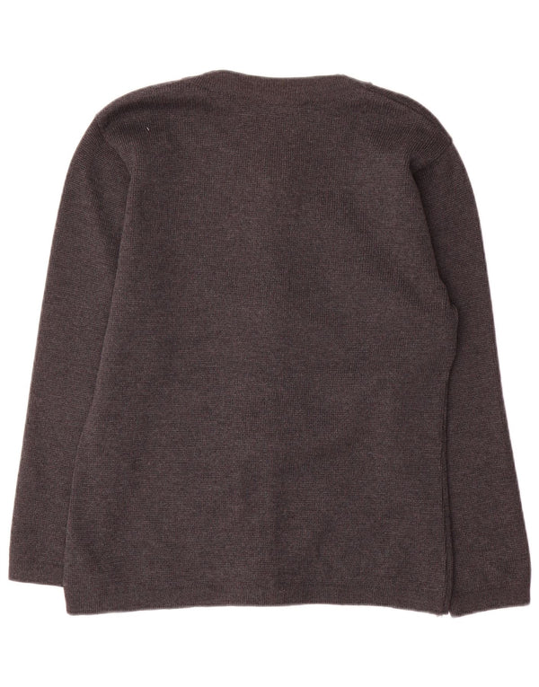 Pulover cardigan supradimensionat vintage pentru femei UK 10 Lână gri mică