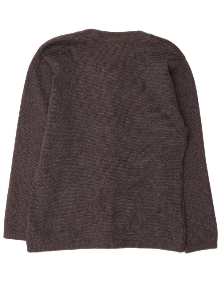 Pulover cardigan supradimensionat vintage pentru femei UK 10 Lână gri mică