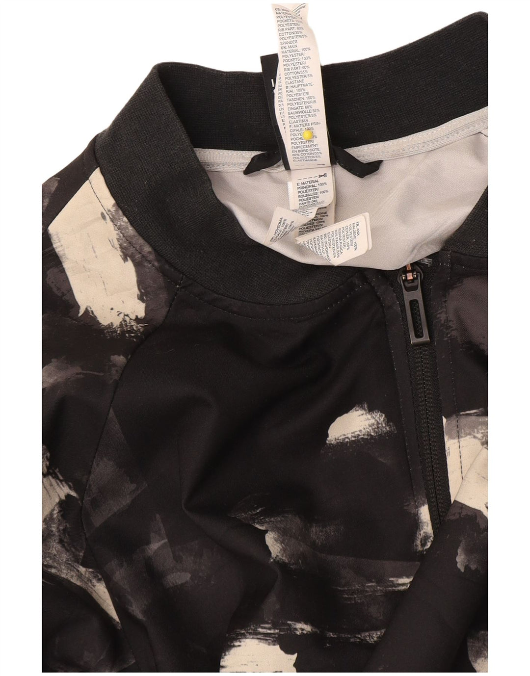 Jachetă de top pentru trening Adidas pentru femei cu model abstract, UK 10 Small Black