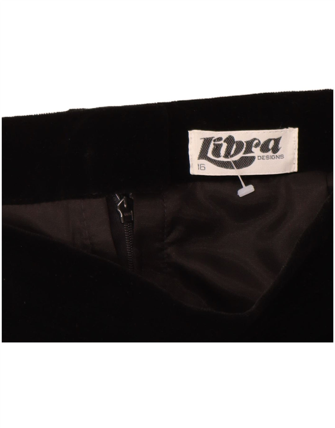 Fusta creion din catifea cu talie înaltă pentru femei LIBRA UK 16 mare W28 bumbac negru