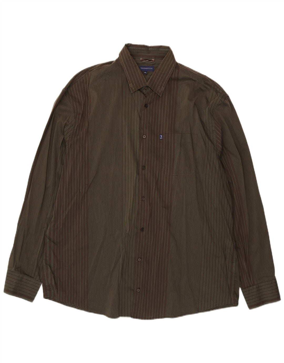 Cămașă Trussardi Jeans pentru bărbați, bumbac cu dungi kaki 3XL