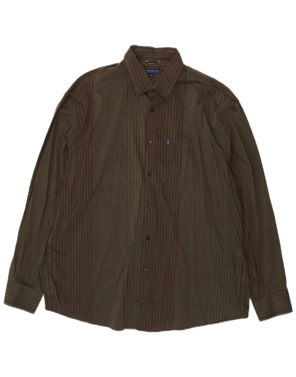 Cămașă Trussardi Jeans pentru bărbați, bumbac cu dungi kaki 3XL