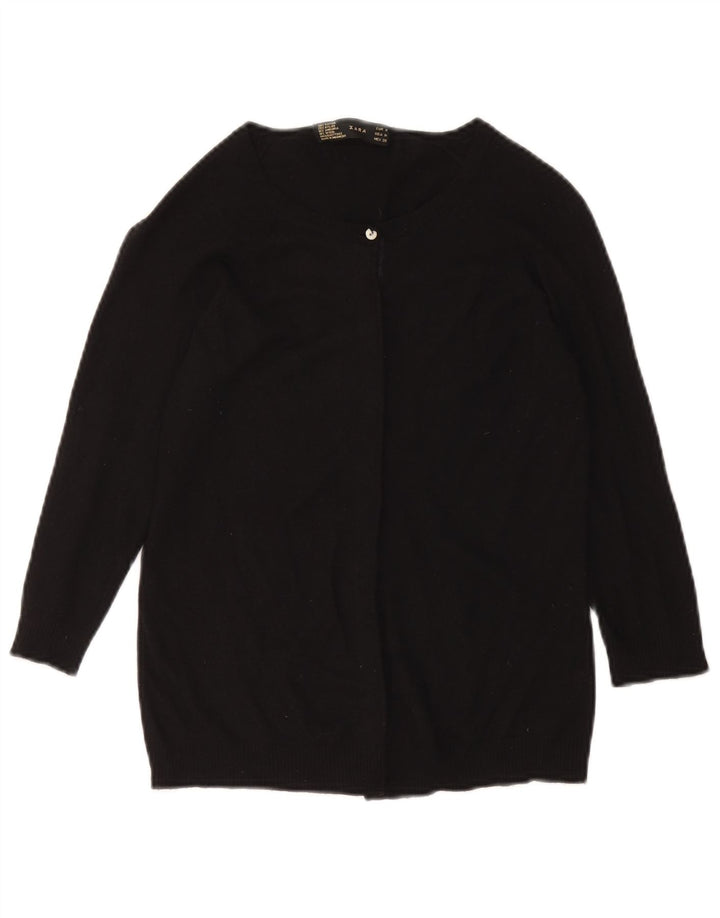 Pulover cardigan pentru femei Zara UK 12 Medium Black Rayon