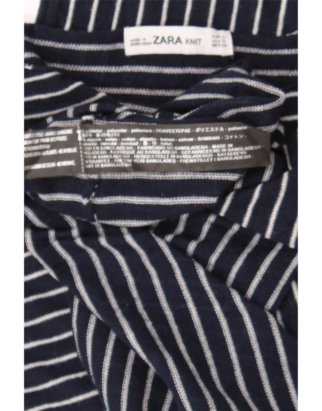 Top supradimensionat pentru femei Zara, cu mâneci 3/4 UK 10, cu dungi mici, bleumarin
