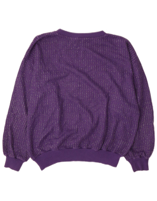 Pulover vintage pentru femei cu gât de barcă UK 14 Medium Purple Dunge