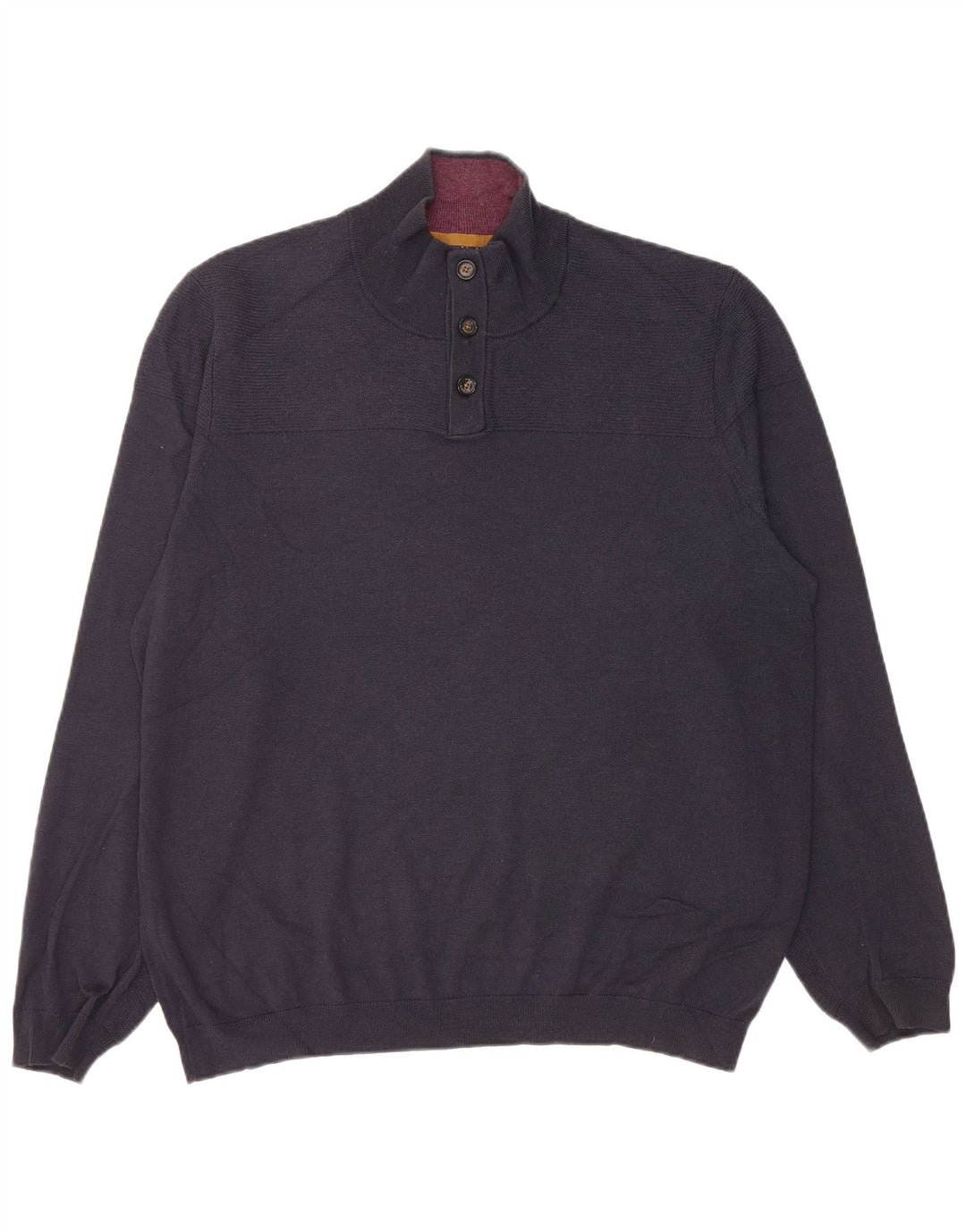Pulover pentru bărbați Ted Baker cu gât cu nasturi Mărimea 6 2XL Lână bleumarin