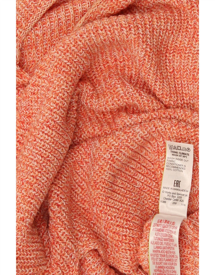 Pulover pentru femei Marks & Spencer, cu gât de barcă, Marea Britanie 14, portocaliu mediu pestat