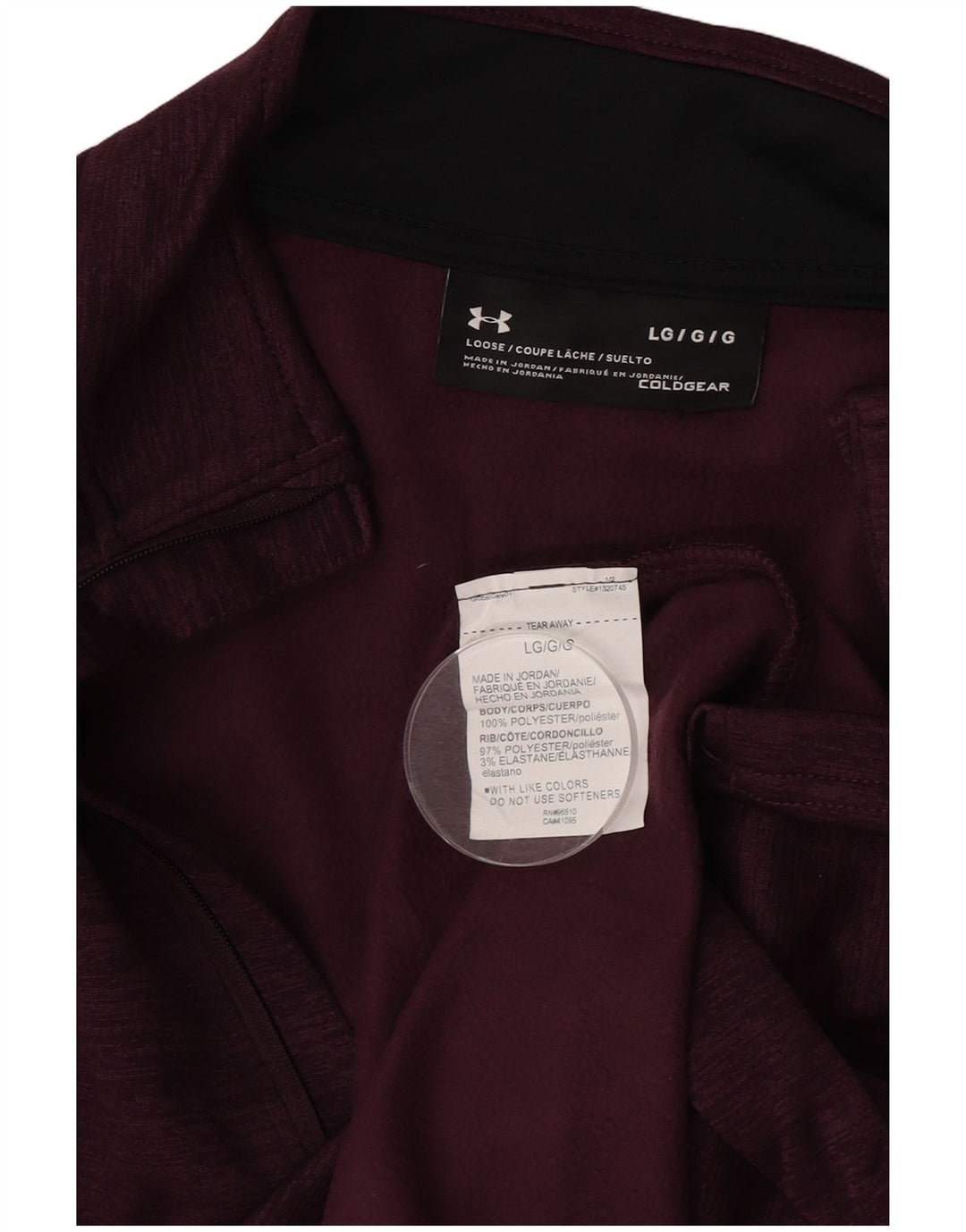 Top de trening Under Armour Cold Gear pentru bărbați, cu pulover, mare, Bordeaux