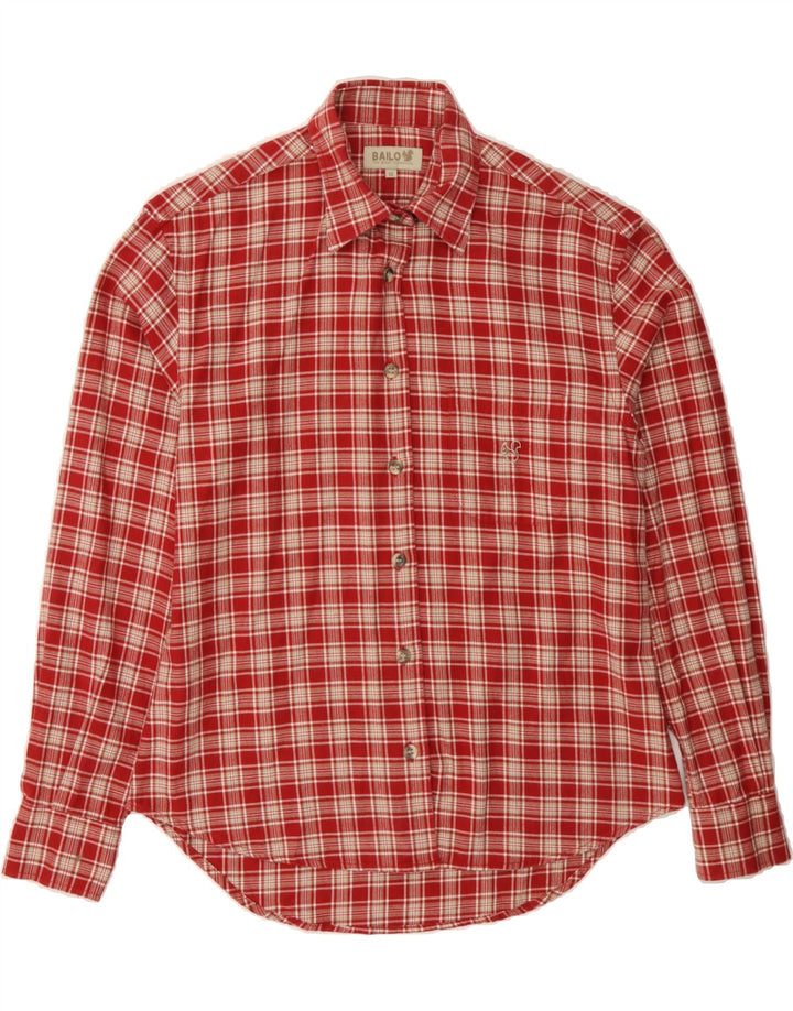 BAILO Womens Flannel Shirt UK 14 Medium Red Check Cotton Vintage Bailo and Second-Hand Bailo from Messina Hembry 
