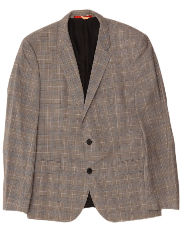 Blazer pentru bărbați Hugo Boss cu 2 nasturi EU 52 XL Lână gri Houndstooth