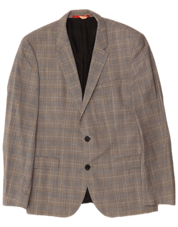 Blazer pentru bărbați Hugo Boss cu 2 nasturi EU 52 XL Lână gri Houndstooth