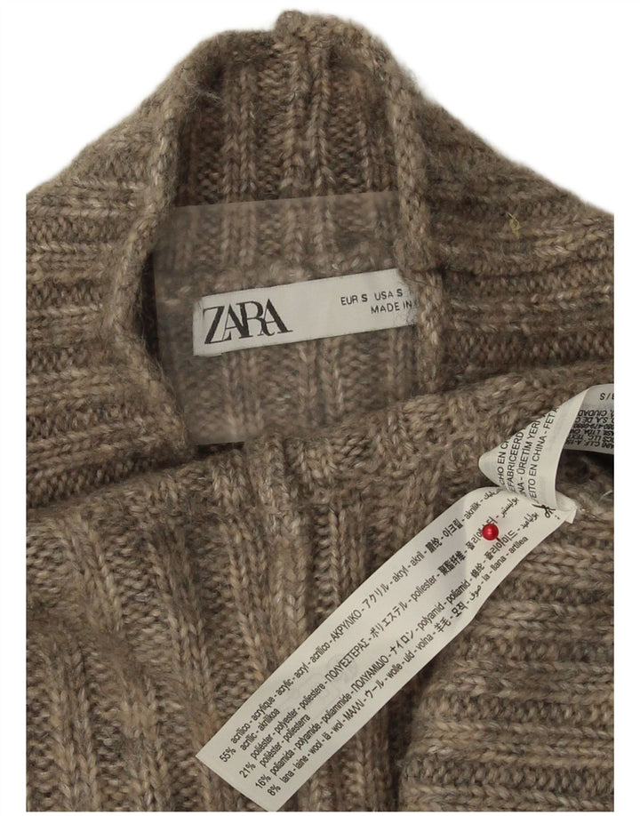 Pulover pentru femei cu gât țestoasă Zara UK 10 Mic gri acrilic