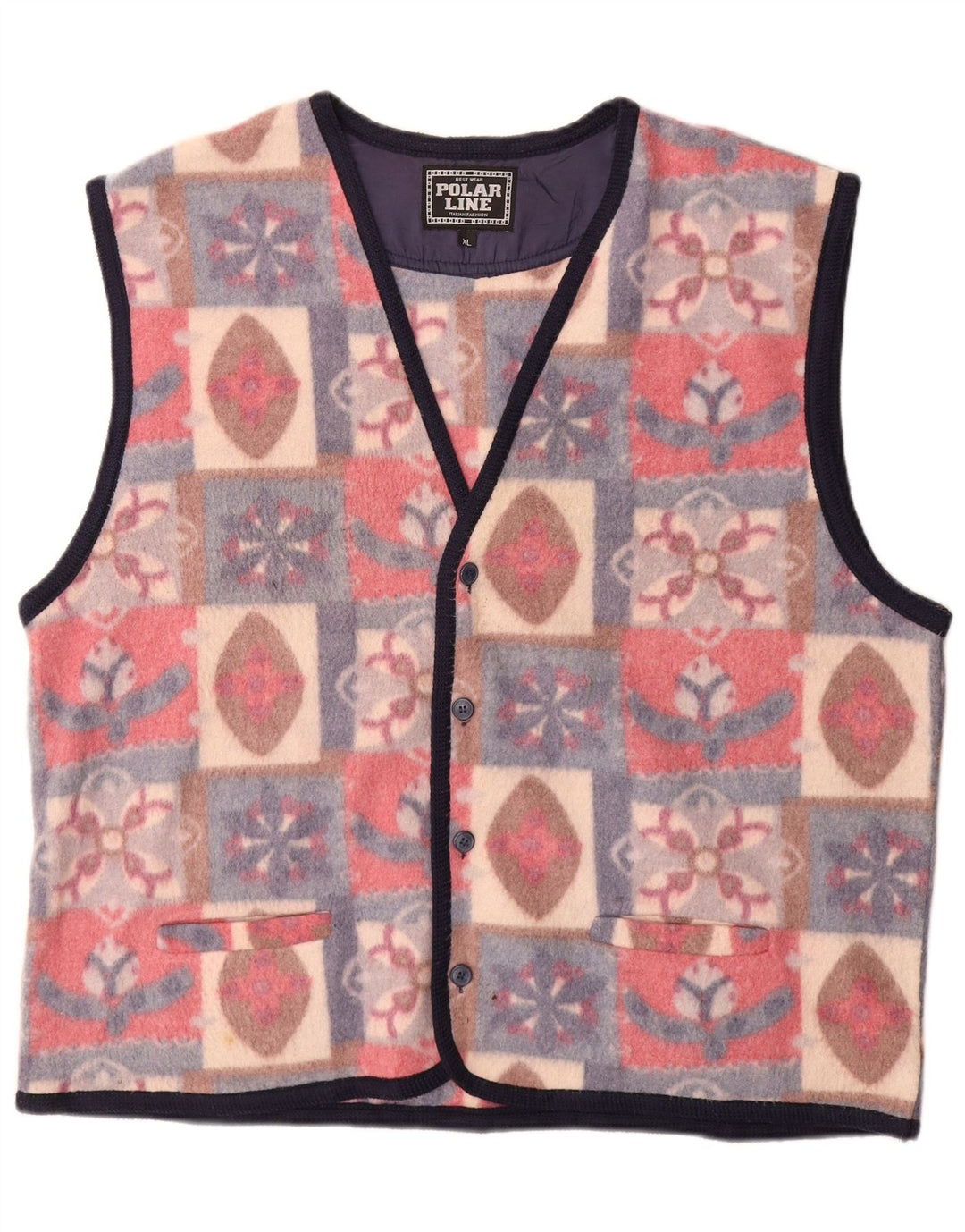 VINTAGE Gilet pentru bărbați din fleece UK 42 XL, multicolor, poliester Fair Isle