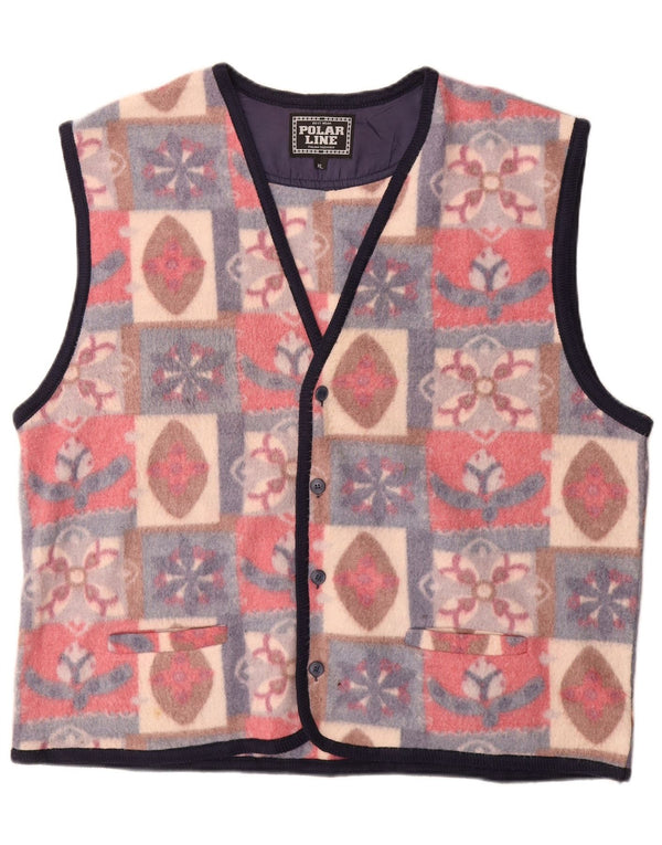 VINTAGE Gilet pentru bărbați din fleece UK 42 XL, multicolor, poliester Fair Isle