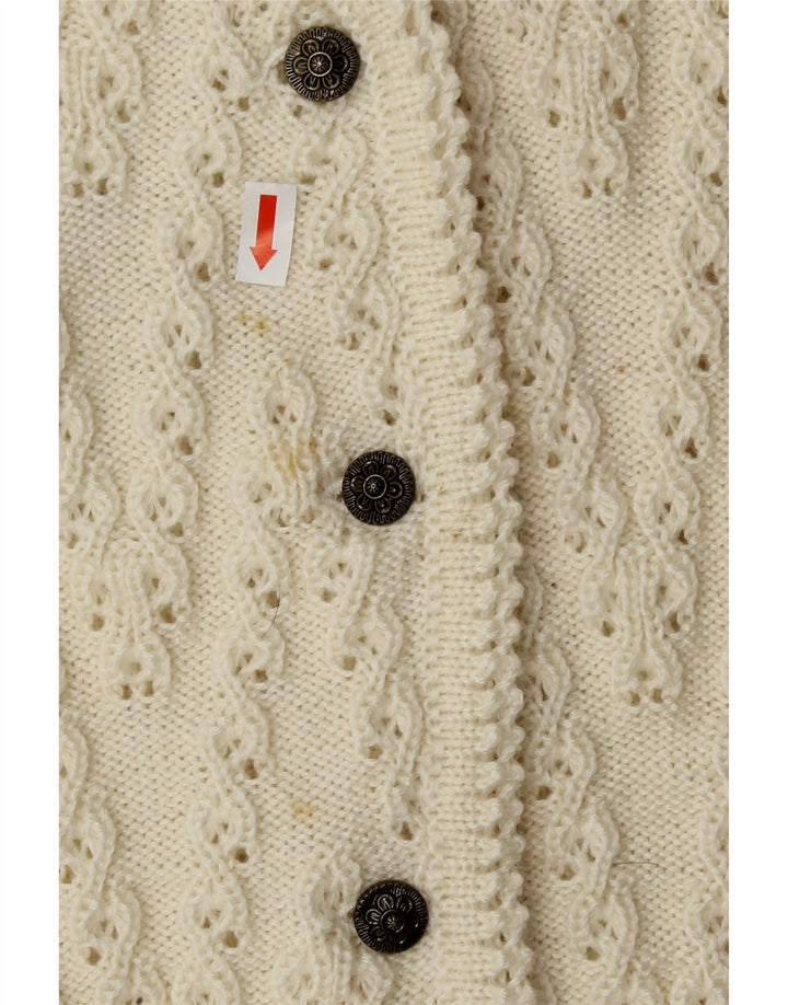 VINTAGE Womens Cardigan Sweater UK 14 Medium Beige Polyacrylic Vintage Vintage and Second-Hand Vintage from Messina Hembry 