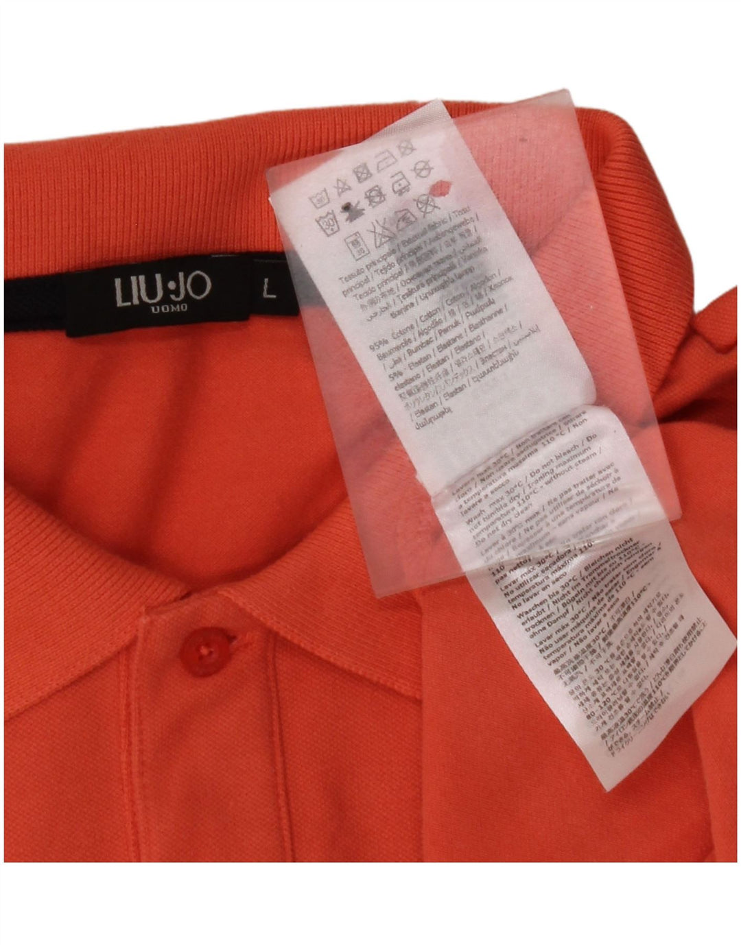 Tricou polo pentru bărbați LIU JO, bumbac portocaliu mare