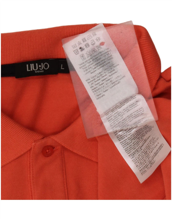 Tricou polo pentru bărbați LIU JO, bumbac portocaliu mare