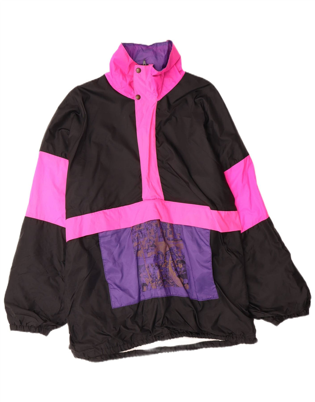 Jachetă Anorak cu glugă pentru bărbați VINTAGE UK 38 Medium Black Colorblock Poliamidă