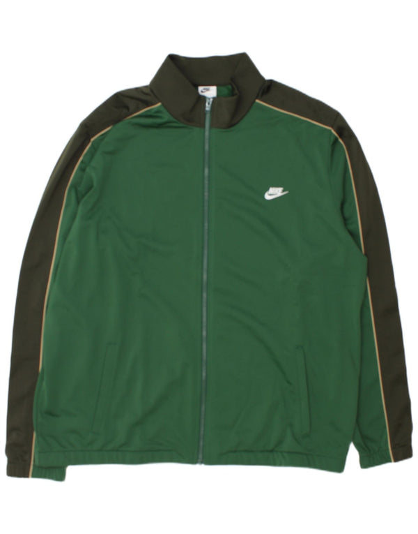 Nike Mens Tracksuit Top Jacket 2XL Green Colourblock