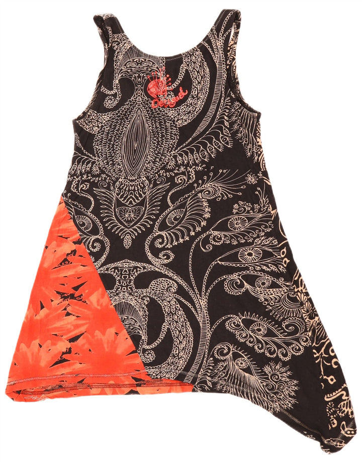 DESIGUAL Top cu tunică asimetrică fără mâneci pentru femei UK 10 Small Black Floral