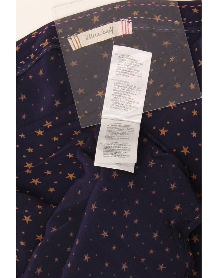 White Stuff Bluză cămașă cu model abstract pentru femei UK 18 XL Viscoză bleumarin