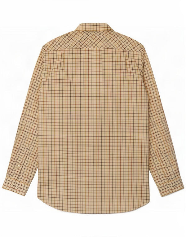Brocklehursts Mens Classic Fit Shirt Size 39 15 /2/ Medium Off White Check