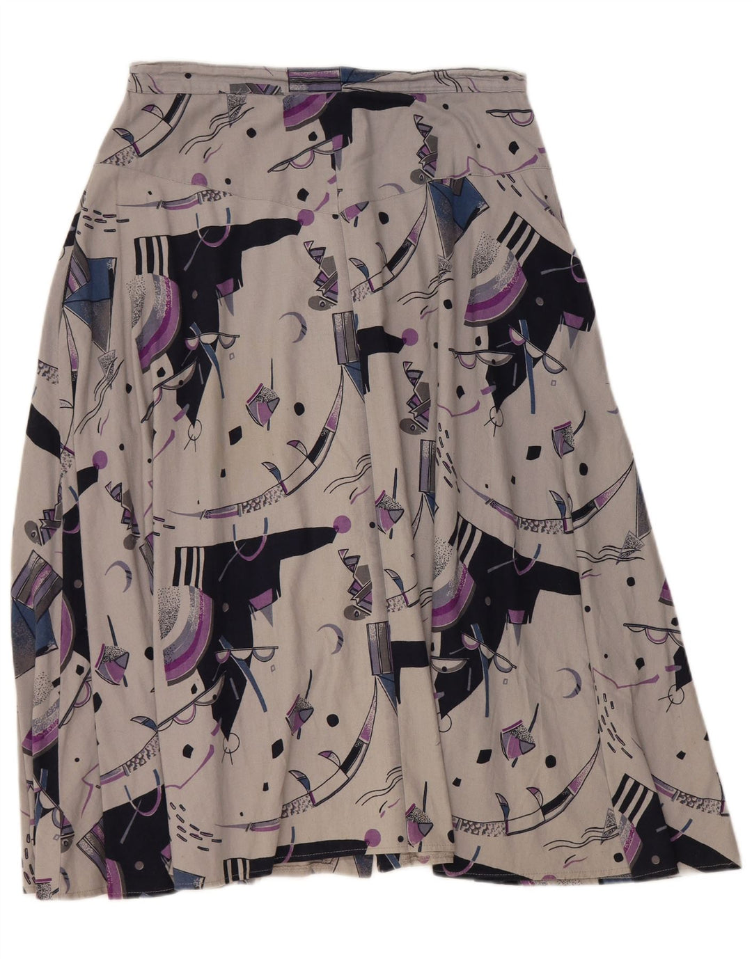 Fustă A-Line pentru femei VINTAGE cu talie înaltă W32 mare, gri, geometrică