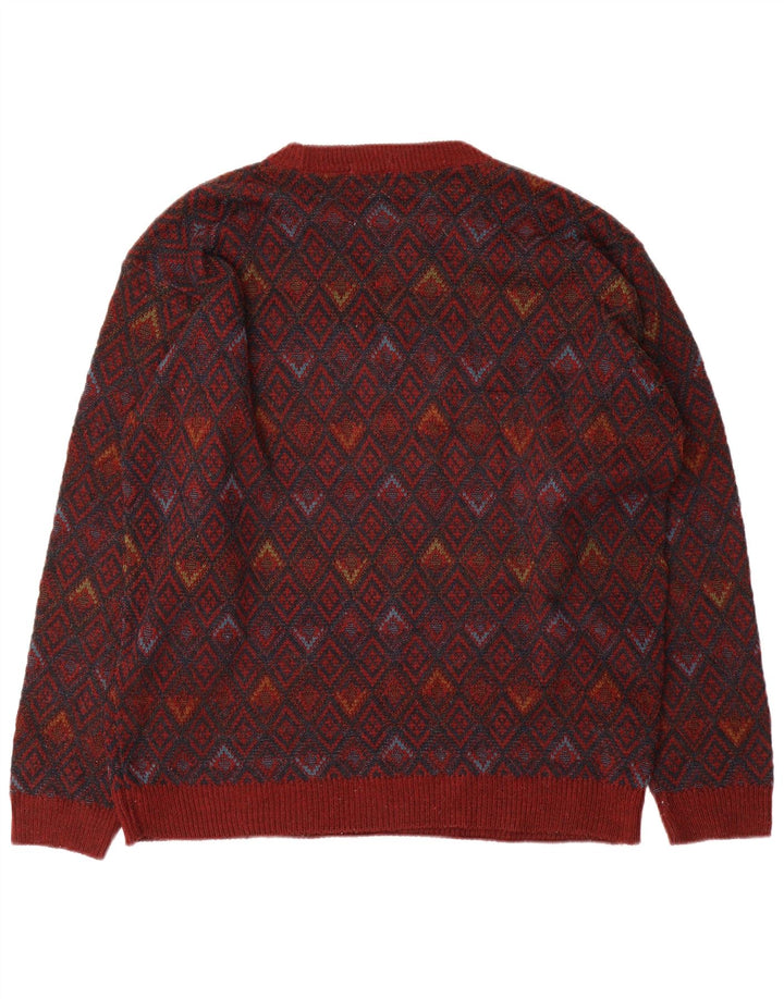 Pulover pentru bărbați Marks & Spencer cu gât roșu mare, geometric geometric, acrilic