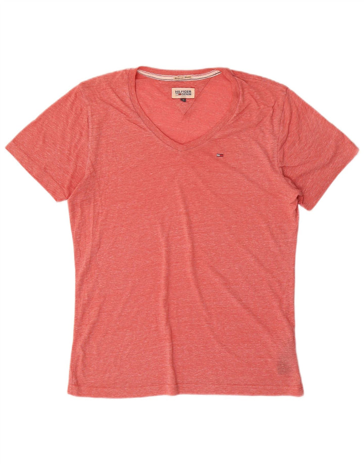 TOMMY HILFIGER Mens T-Shirt Top Medium Red Flecked Polyester