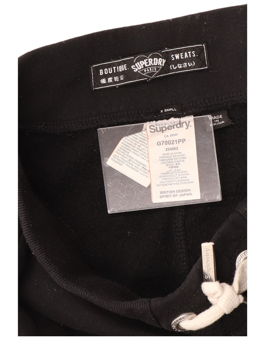 SUPERDRY Pantaloni de trening grafic pentru femei Joggeri UK 6 XS Bumbac negru