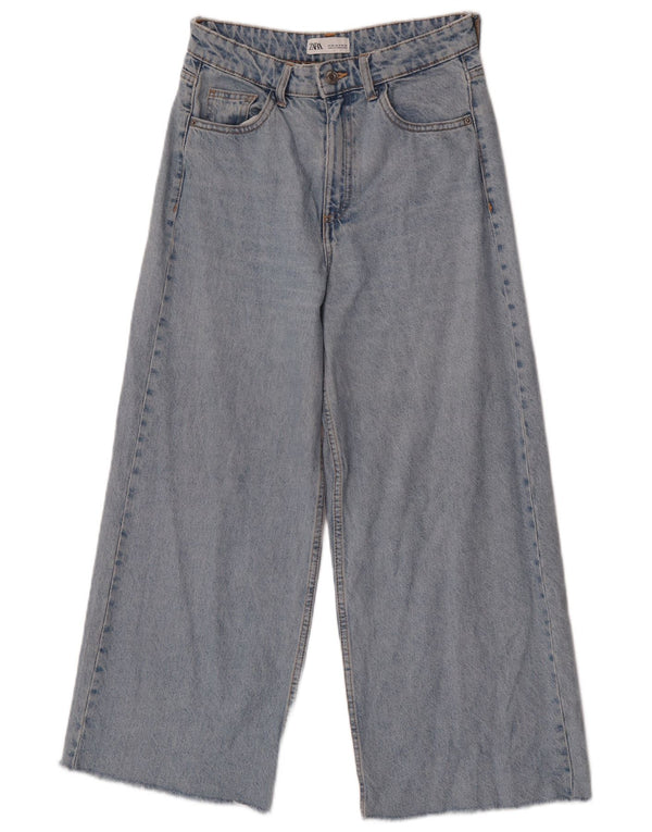 Blugi Zara femei cu talie înaltă cu picioare largi EU 36 XS W26 L25 albastru bumbac