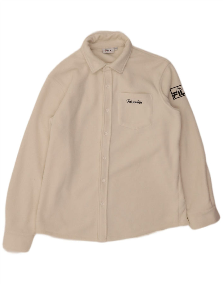 Cămașă pentru bărbați FILA din lână, alb mediu, poliester