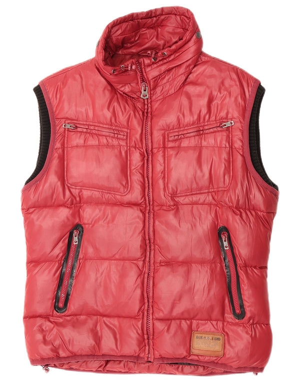 Gilet căptușit cu glugă pentru bărbați Diesel UK 42 XL Bordeaux Nylon