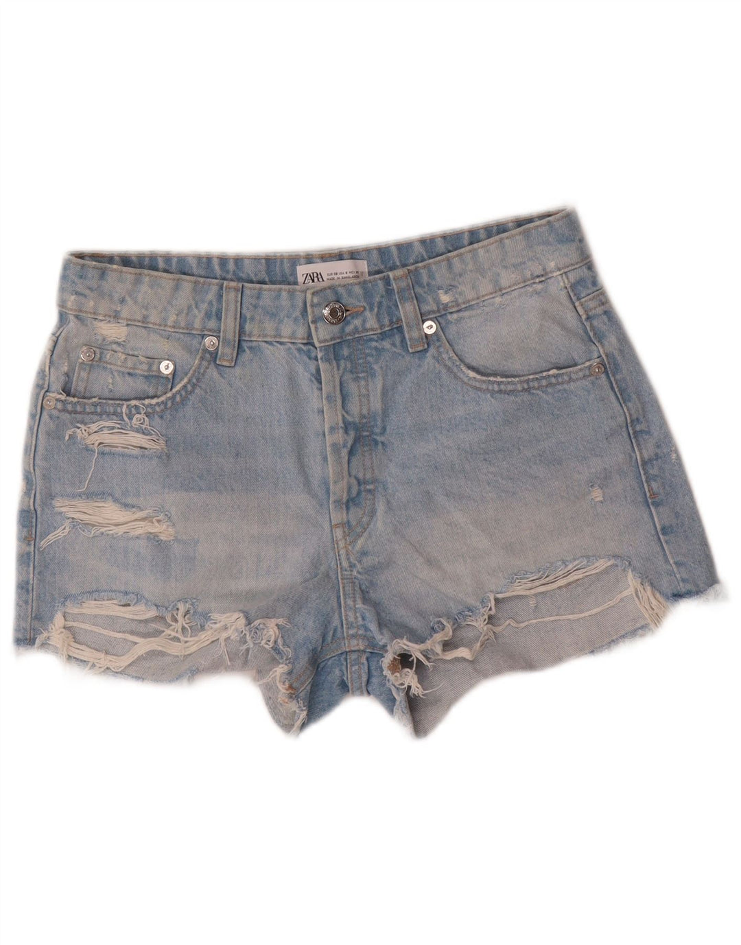Pantaloni scurți din denim învechit pentru femei Zara EU 38 Small W28 Bumbac albastru
