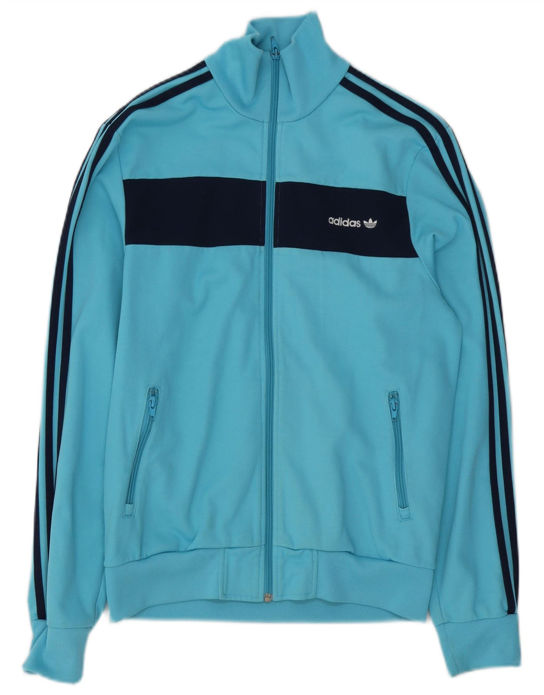 Jachetă de trening pentru bărbați Adidas, albastru mediu, bumbac color bloc