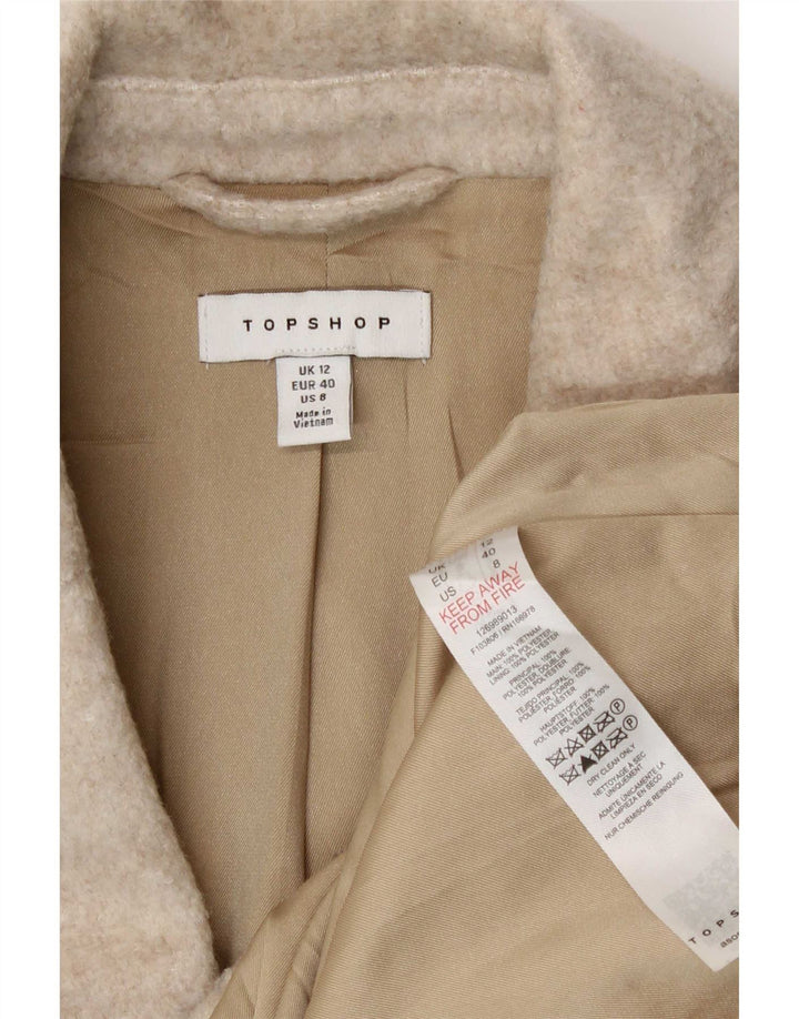 Jachetă pentru femei Topshop cu 3 nasturi, UK 12, poliester mediu bej