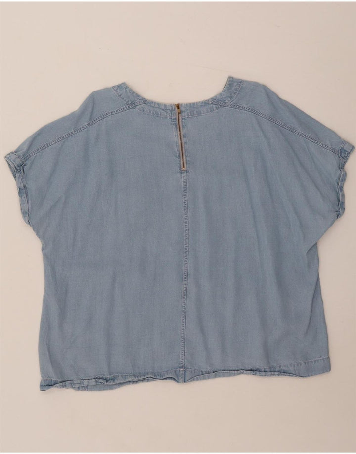 MARKS & SPENCER Bluză de bluză pentru femei de top UK 20 2XL Blue Lyocell