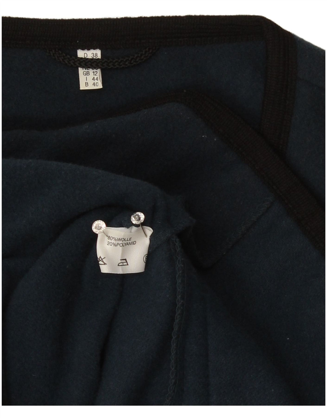 Pulover Cardigan Vintage pentru Damă UK 12 Mediu Lână bleumarin