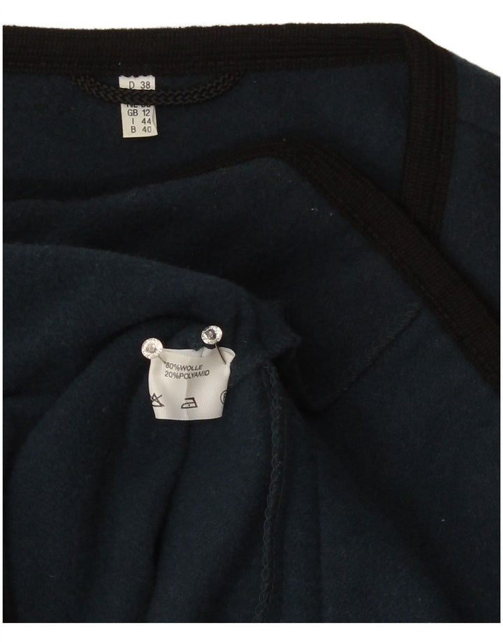Pulover Cardigan Vintage pentru Damă UK 12 Mediu Lână bleumarin
