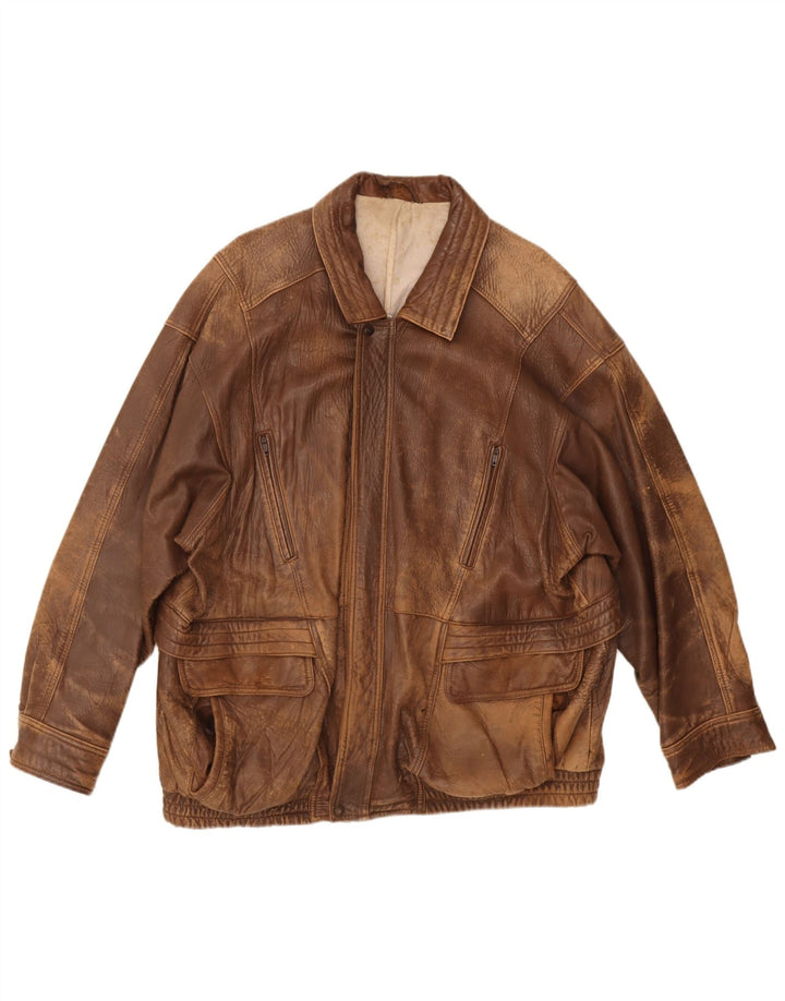 Jachetă de piele vintage pentru bărbați UK 40 mare maro