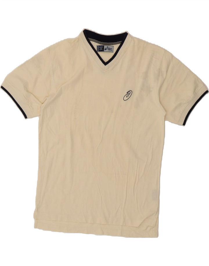 ASICS Mens T-Shirt Top Large Off White Cotton Vintage Asics and Second-Hand Asics from Messina Hembry 