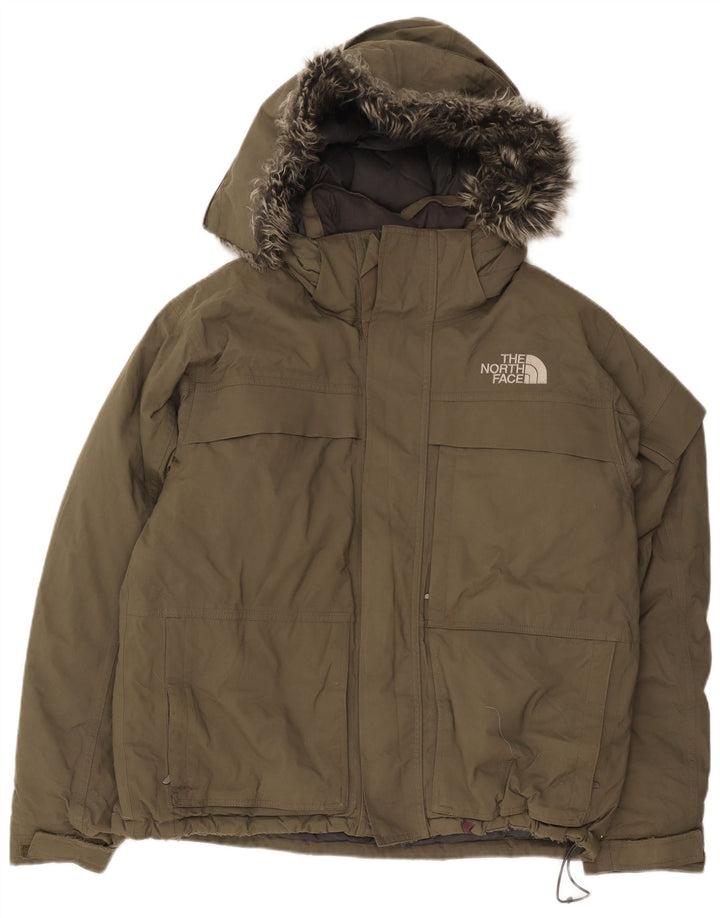Jachetă căptușită cu glugă The North Face pentru bărbați UK 38 Medium Khaki Nylon