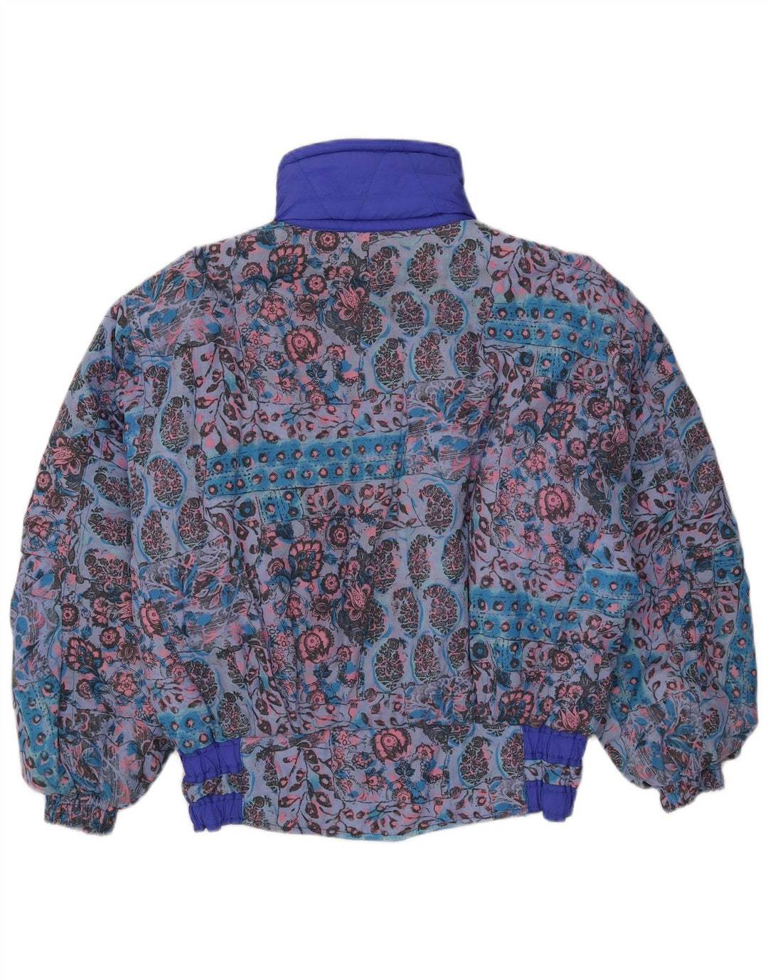 Jachetă de schi vintage pentru femei, cu ajustare largă, UK 12, albastru mediu, poliamidă florală