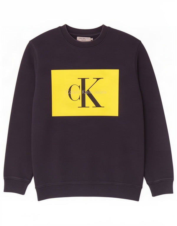 Hanorac grafic pentru bărbați Calvin Klein Jeans Pulover mediu bleumarin