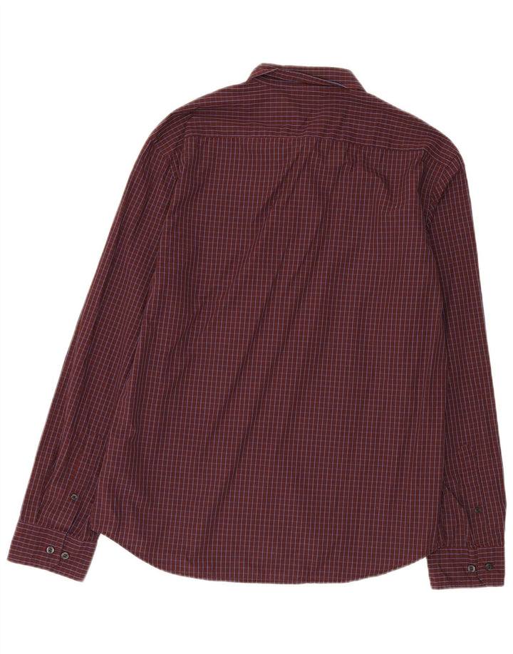 Cămașă Dockers pentru bărbați din bumbac cu carouri burgundă mare