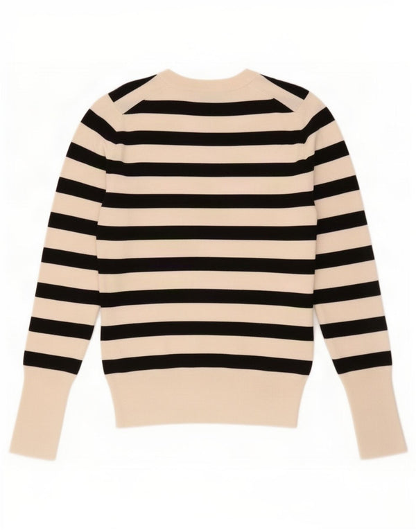 Pulover pentru damă Zara, cu gât turnut, UK 8, mic, cu dungi alb, viscoză