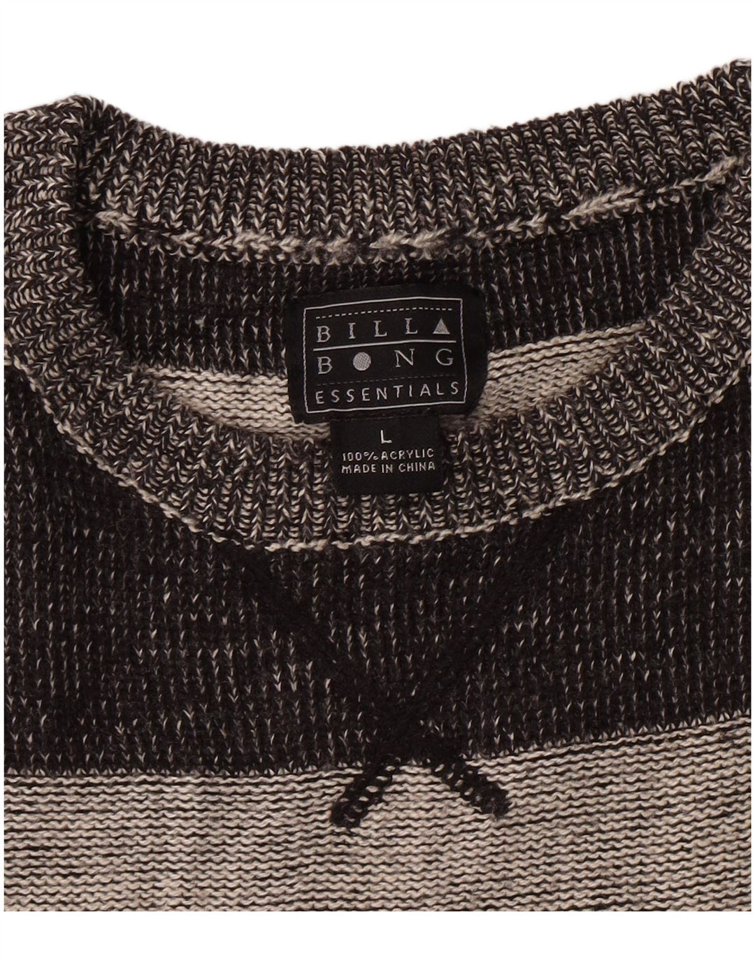 Pulover Billabong pentru bărbați, cu gât roșu, mare, cu dungi acrilice, gri