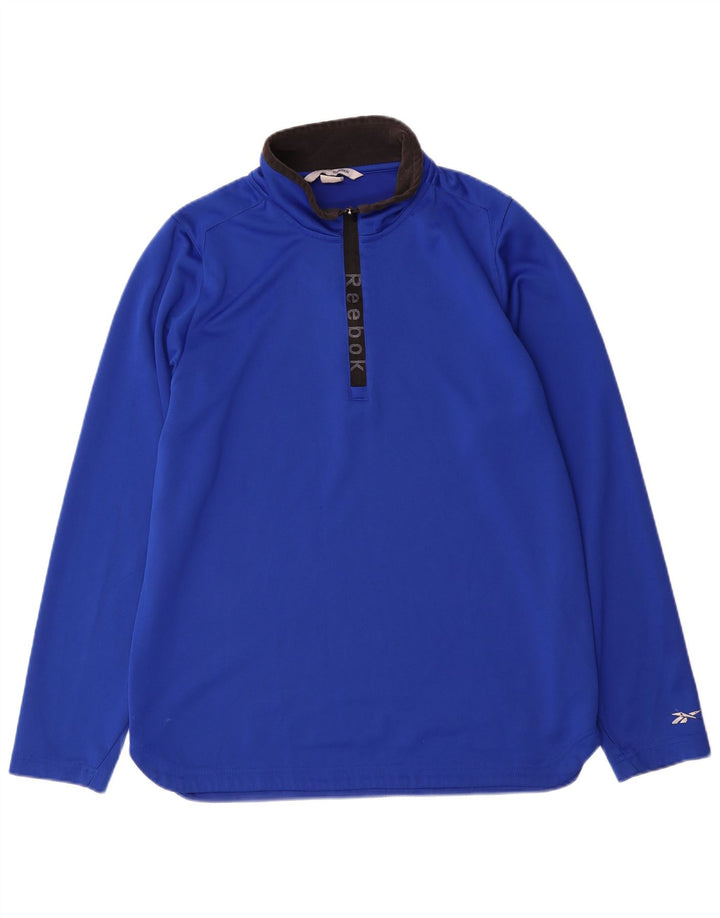 Top de trening Reebok pentru bărbați, cu grafic, cu fermoar și gât, din poliester albastru