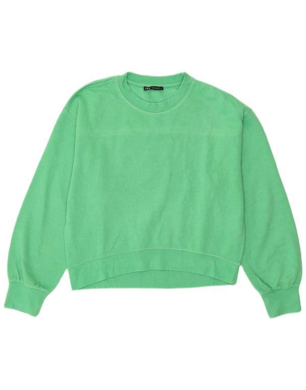 Pulover pentru damă Zara Crop Pulover UK 14 Bumbac verde mediu