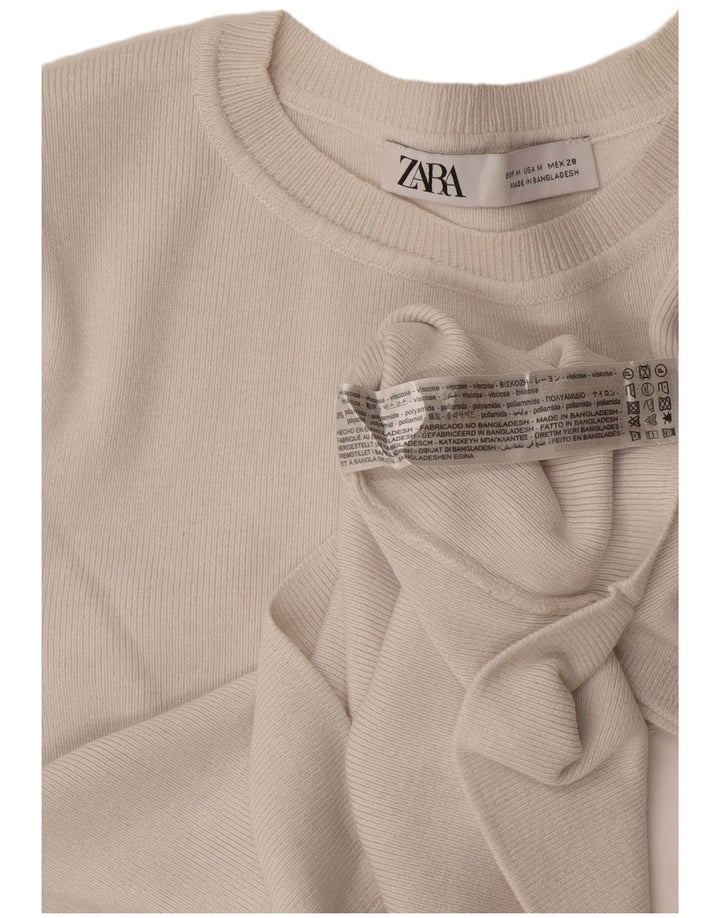 Crop Top pentru femei Zara UK 12 Medium Off White Viscose